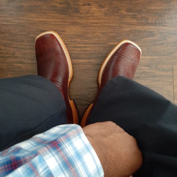 Men's Lizard Print Square Toe Cowboy Boots - Picture 6 of 6